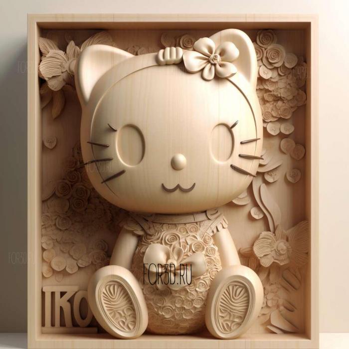Hello Kitty 3 stl model for CNC